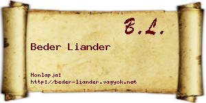 Beder Liander névjegykártya